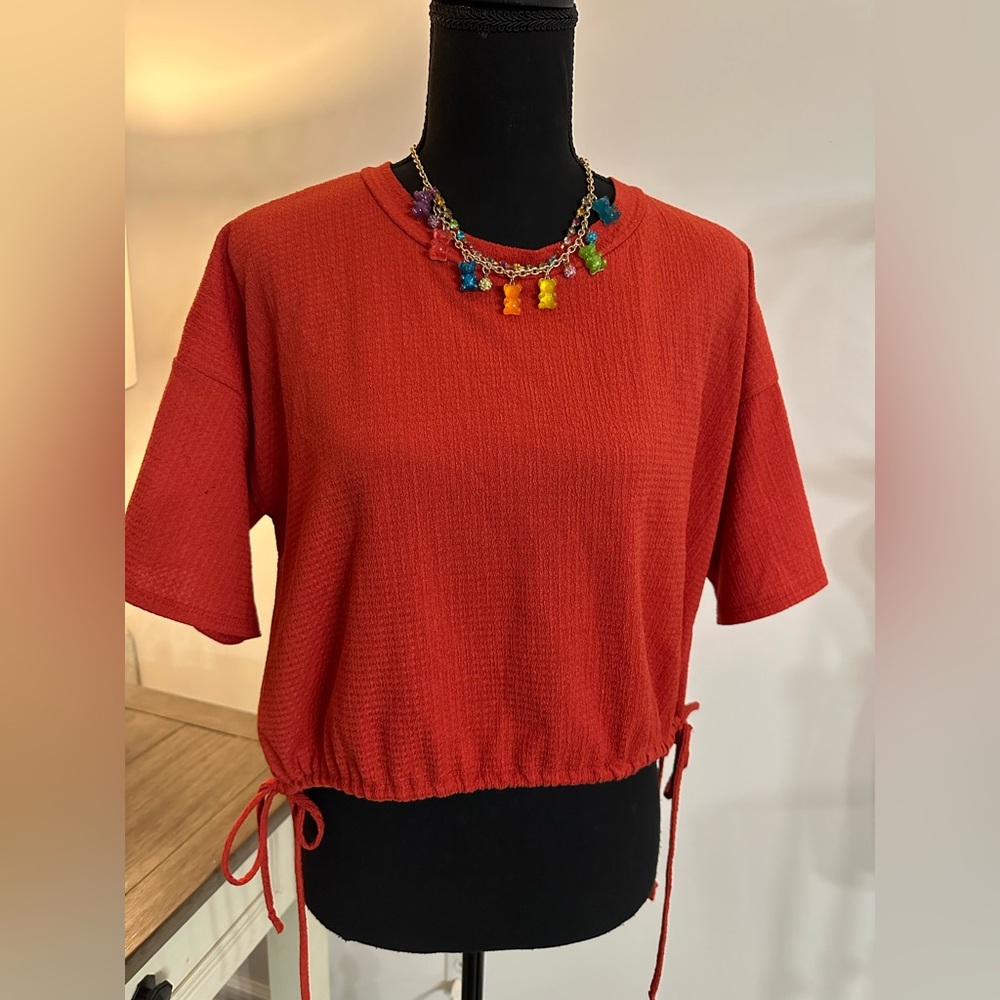 Love J  Drawstring Crop Top - Size M